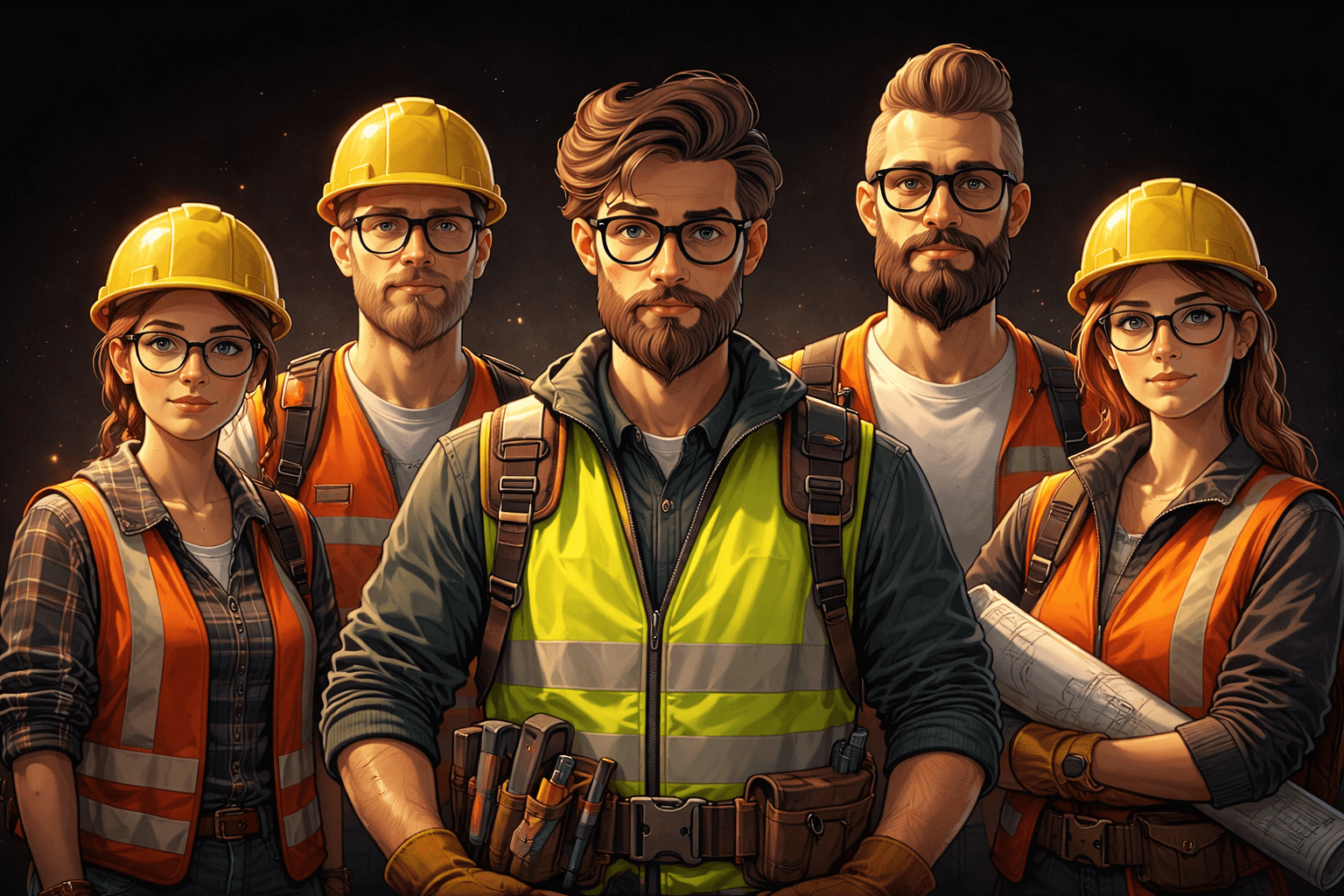 Construction crew standing together